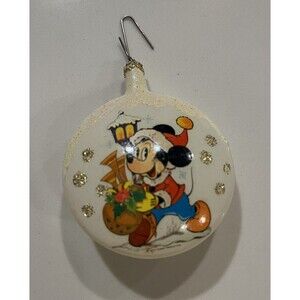 Vintage Kurt Adler Vintage Mickey Mouse Disney Glass Christmas Ornament 3.5"